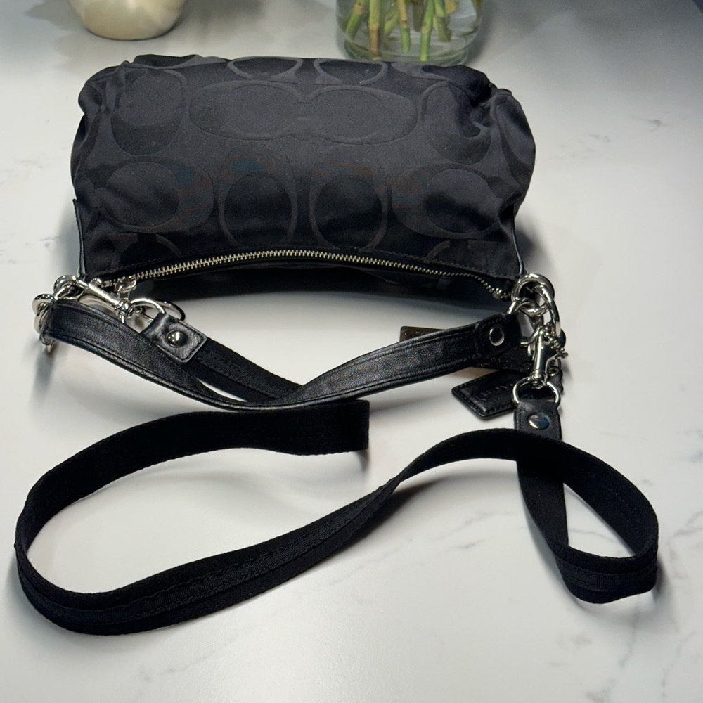 Coach Black Signature Jacquard Shoulder Bag with Silver Hardware - Picture 9 of 14